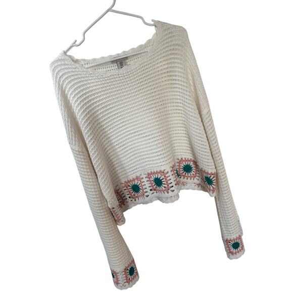 Sincerely Jules women's crochet bell sleeve flare sweater size xl - Picture 2 of 10